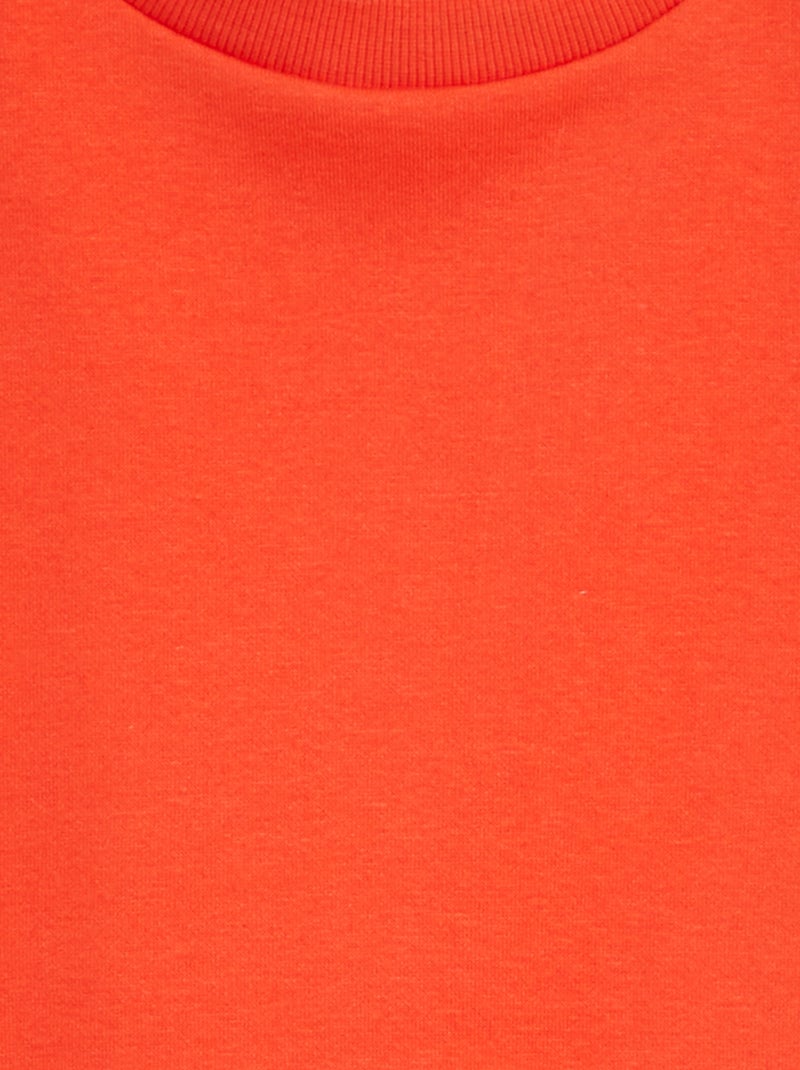 Sweatshirt lisa em moletão cardado liso LARANJA - Kiabi