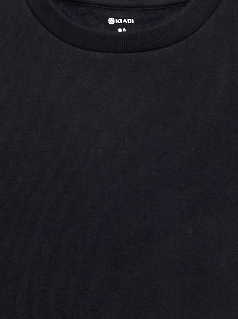 Sweatshirt lisa em moletão cardado liso Preto - Kiabi