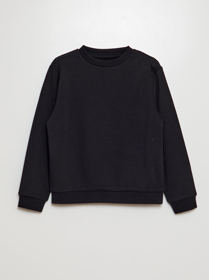Sweatshirt lisa em moletão cardado liso PRETO - Kiabi