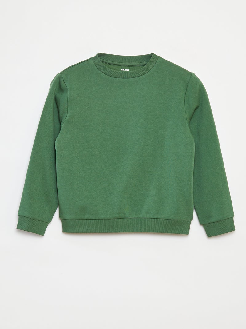 Sweatshirt lisa em moletão cardado liso Verde - Kiabi