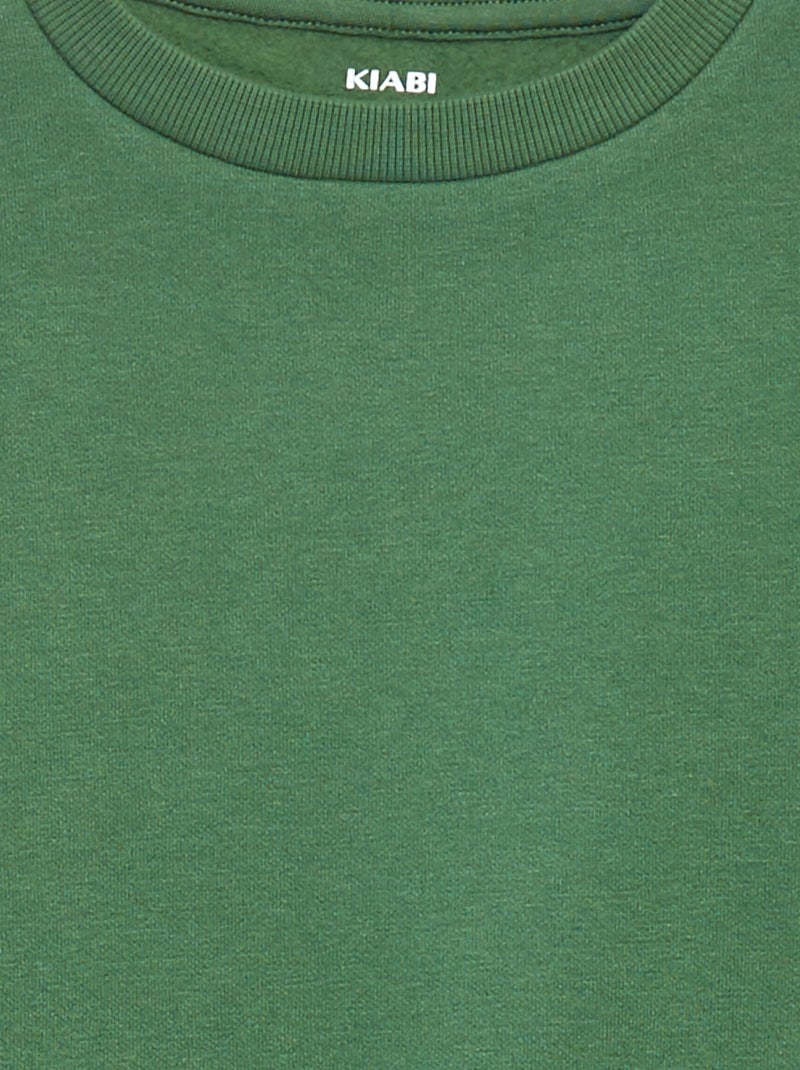 Sweatshirt lisa em moletão cardado liso Verde - Kiabi