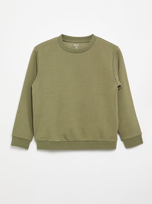 Sweatshirt lisa em moletão cardado liso - Kiabi Sweatshirt lisa em moletão cardado liso - Kiabi