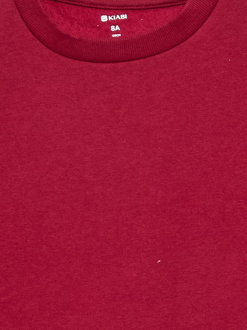 Sweatshirt lisa em moletão cardado liso Vermelho - Kiabi