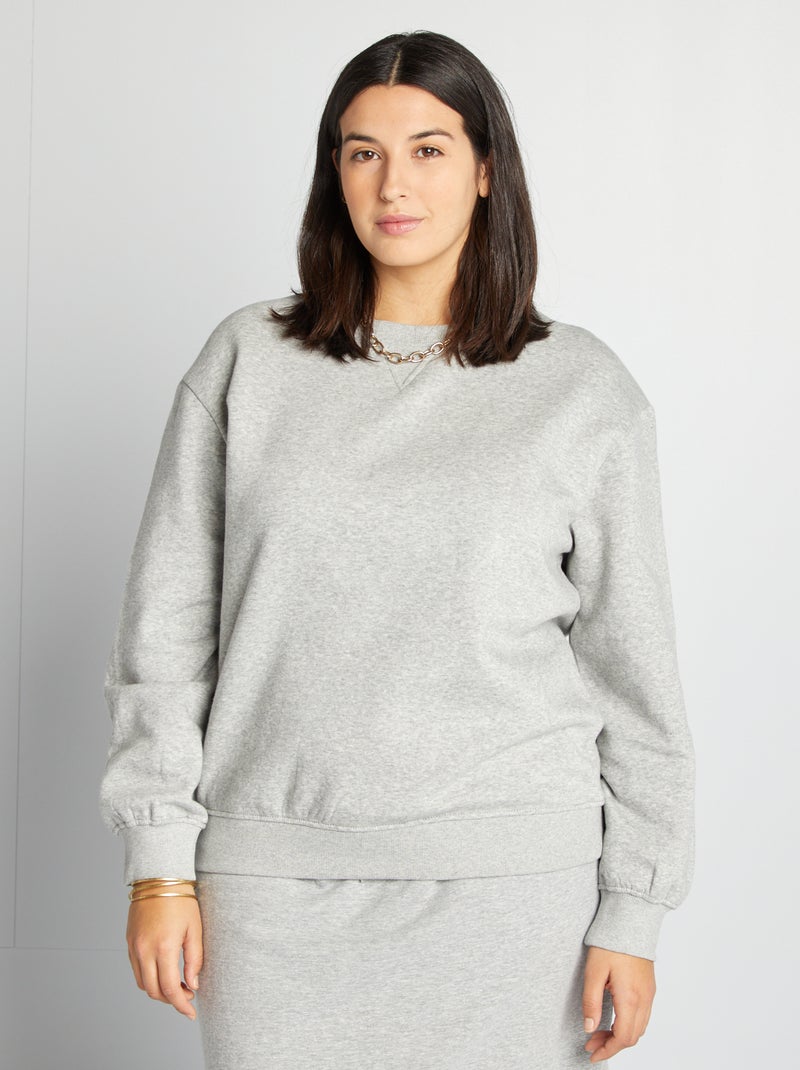 Sweatshirt lisa em moletão CINZA - Kiabi