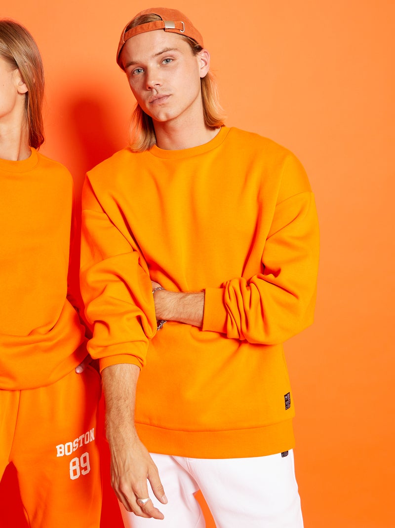 Sweatshirt lisa em moletão LARANJE - Kiabi