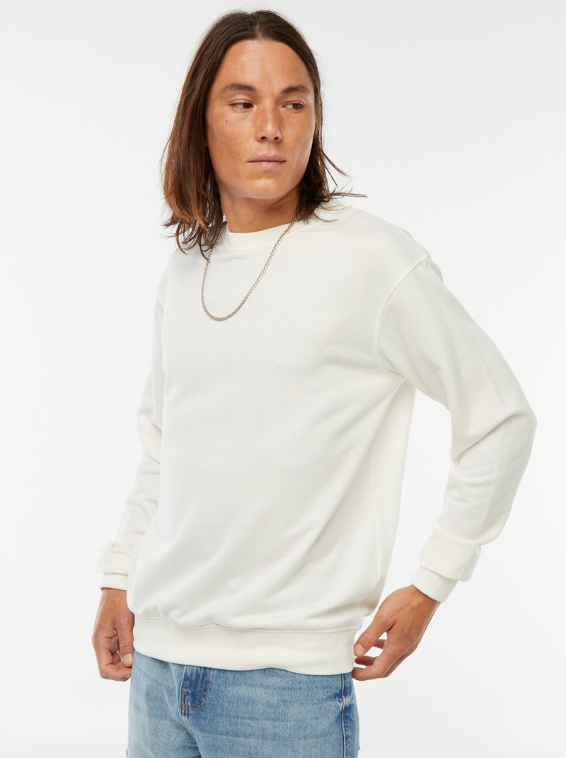 Sweatshirt lisa em moletão leve Branco - Kiabi