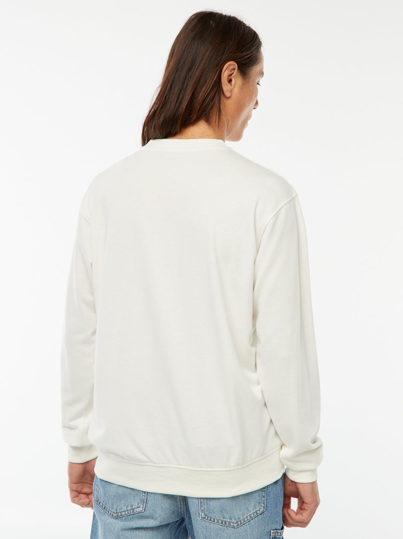 Sweatshirt lisa em moletão leve Branco - Kiabi
