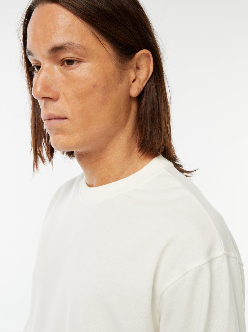 Sweatshirt lisa em moletão leve Branco - Kiabi