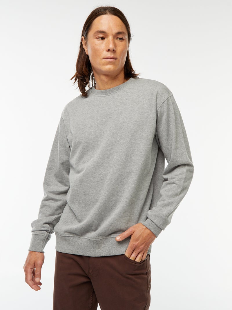 Sweatshirt lisa em moletão leve Cinza - Kiabi