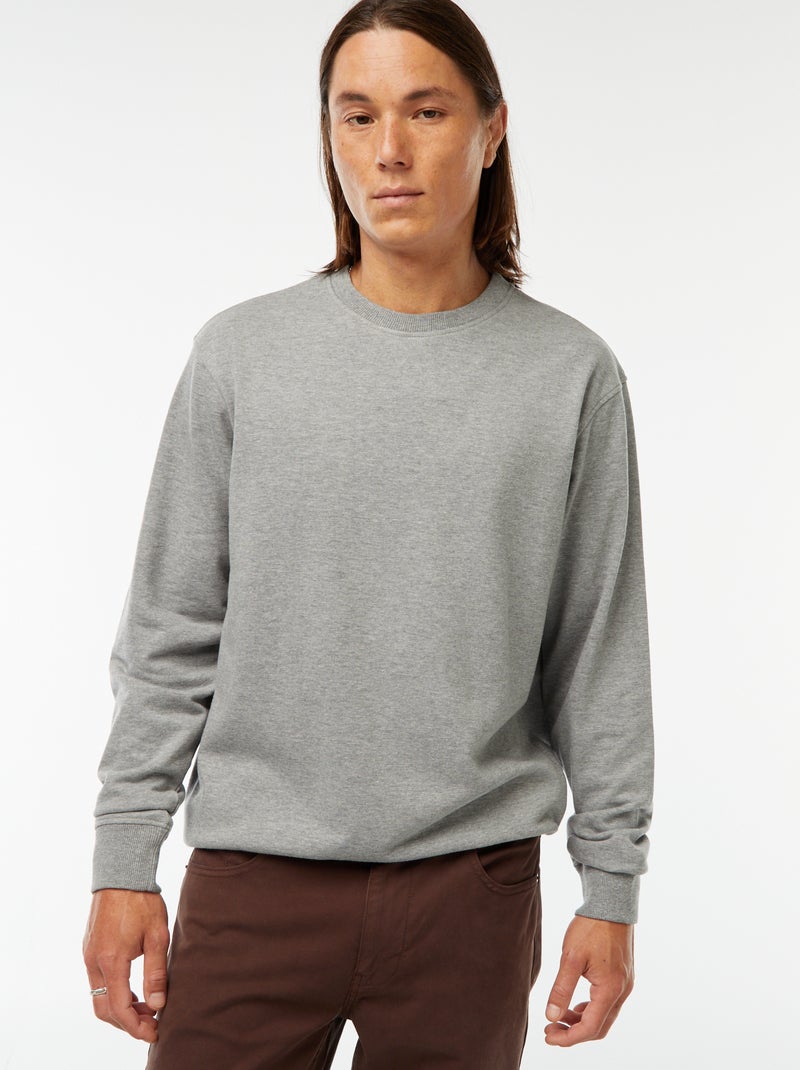 Sweatshirt lisa em moletão leve Cinza - Kiabi