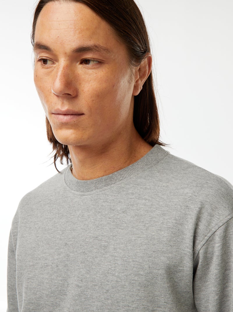 Sweatshirt lisa em moletão leve Cinza - Kiabi