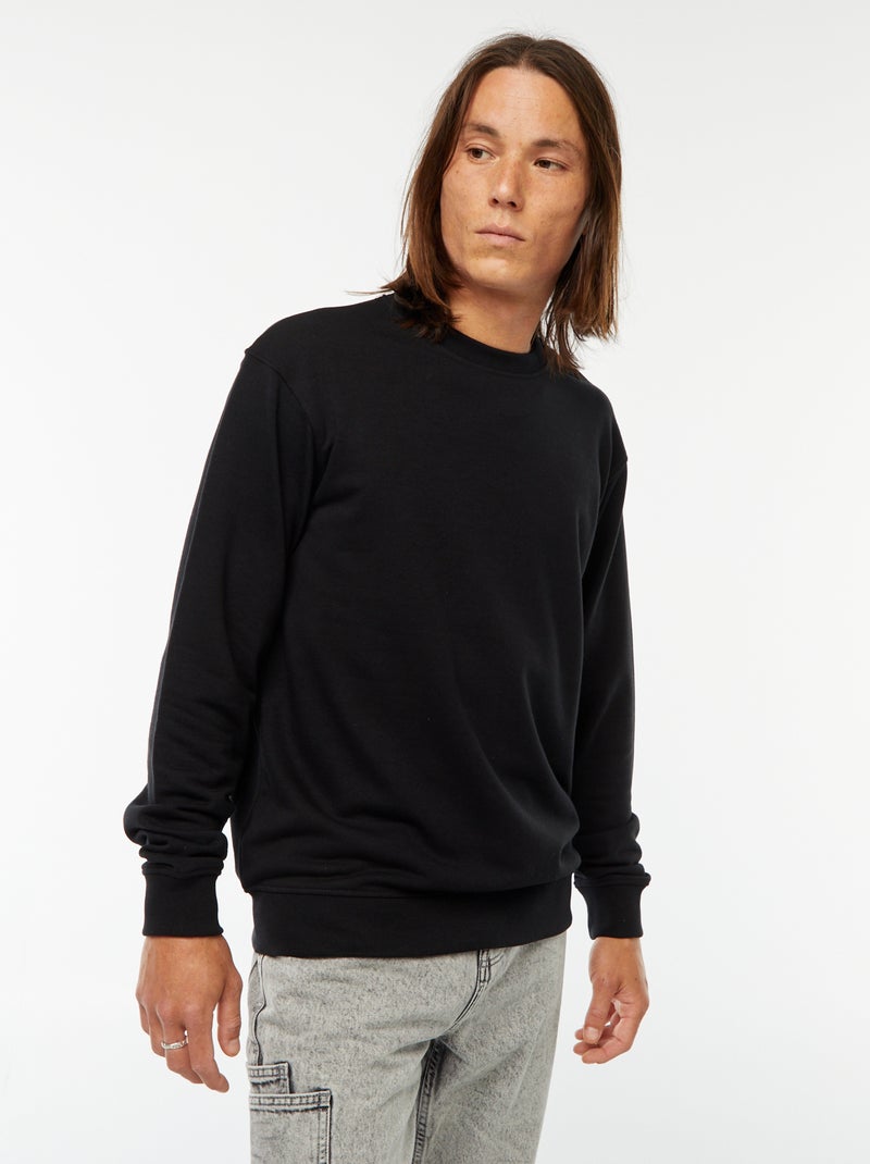 Sweatshirt lisa em moletão leve Preto - Kiabi