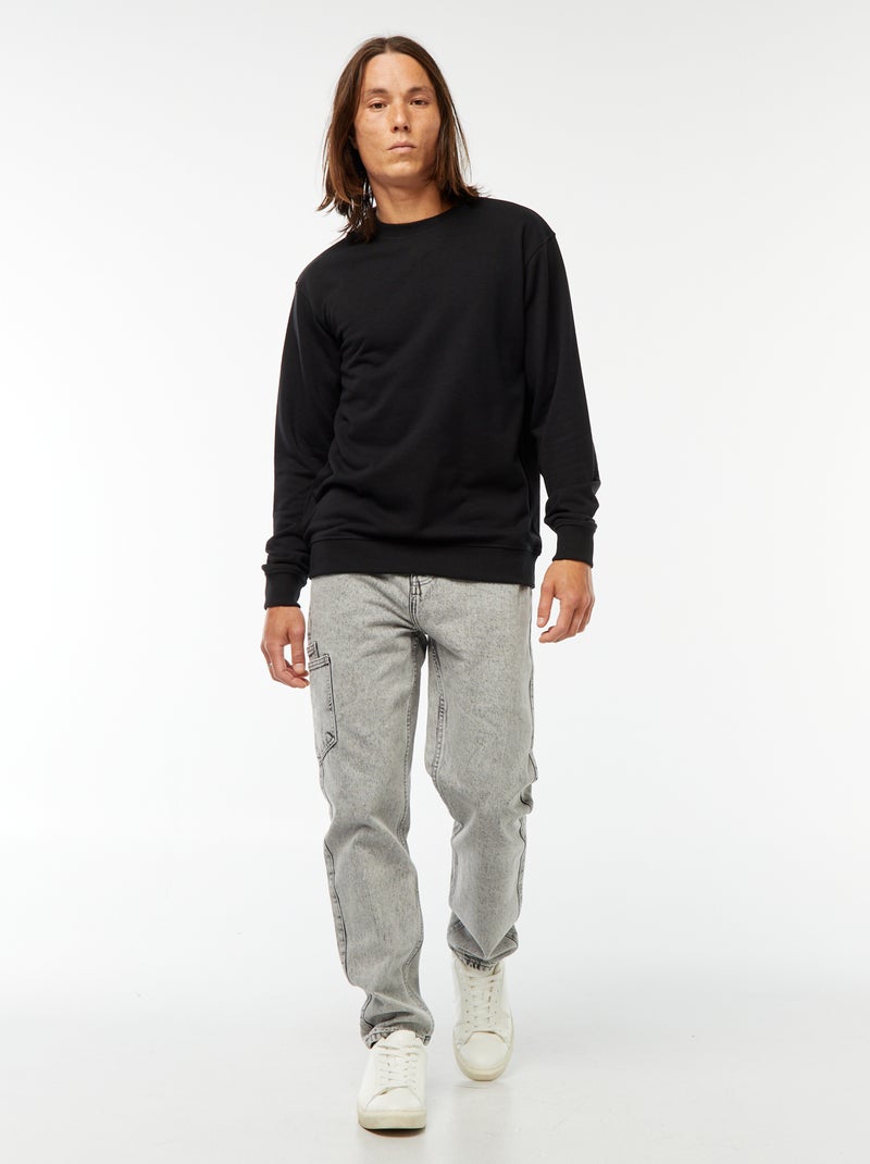 Sweatshirt lisa em moletão leve Preto - Kiabi