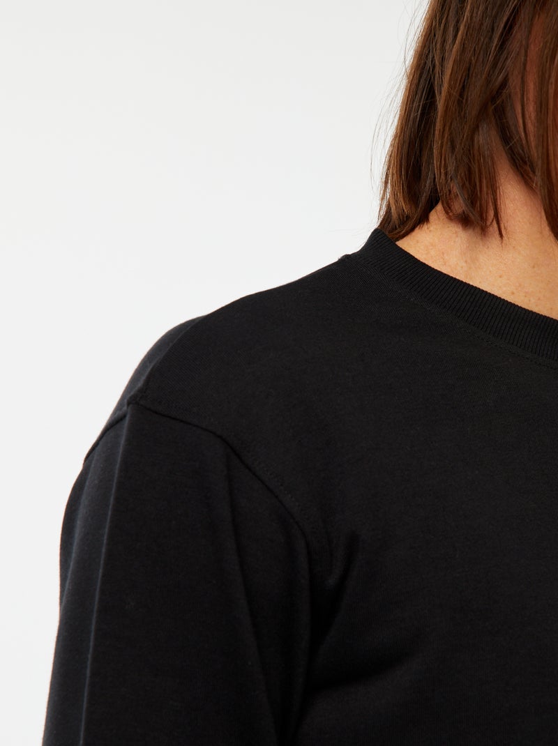 Sweatshirt lisa em moletão leve Preto - Kiabi