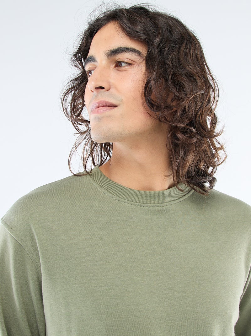 Sweatshirt lisa em moletão leve Verde - Kiabi