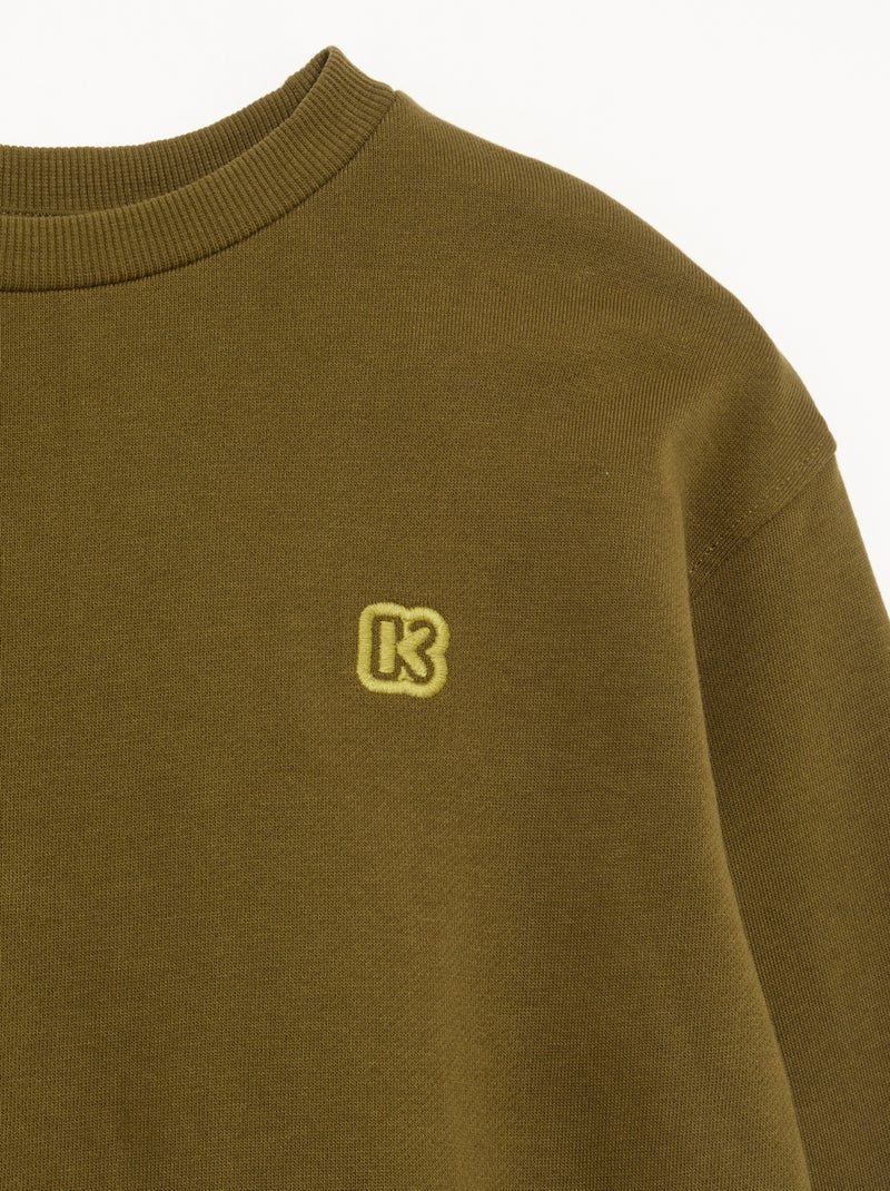 Sweatshirt lisa em moletão não cardado - Kiabi Caqui - Kiabi
