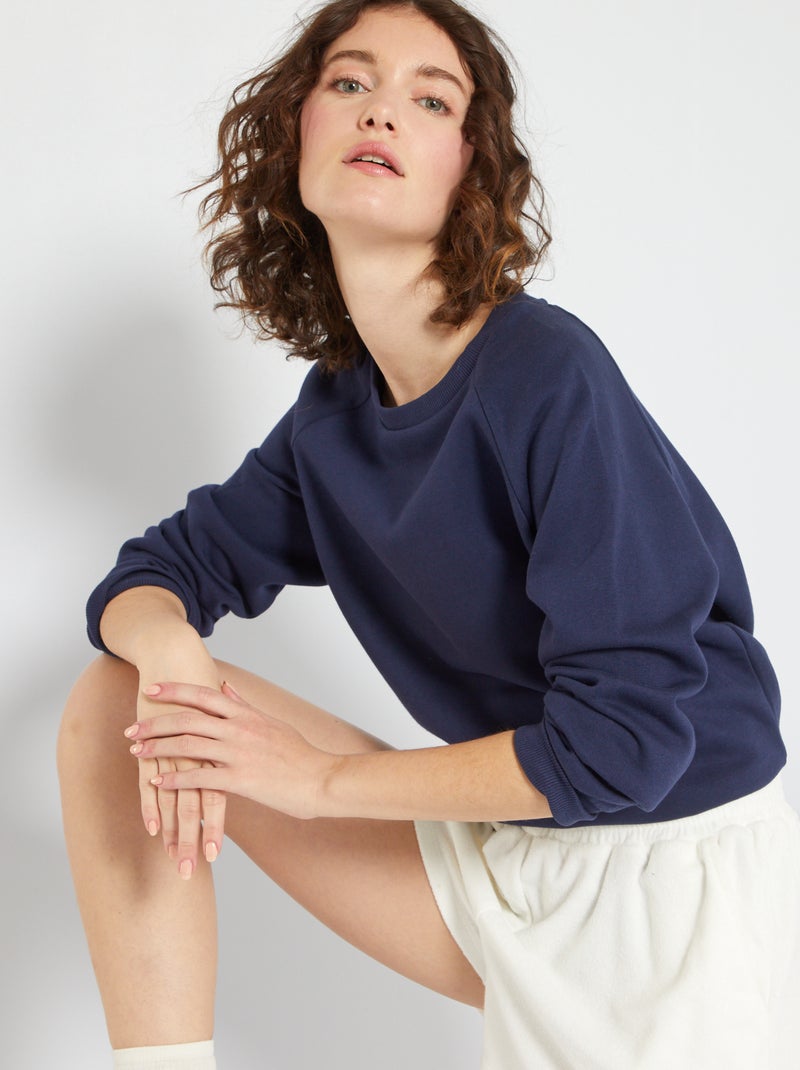 Sweatshirt lisa em moletão PRETO - Kiabi