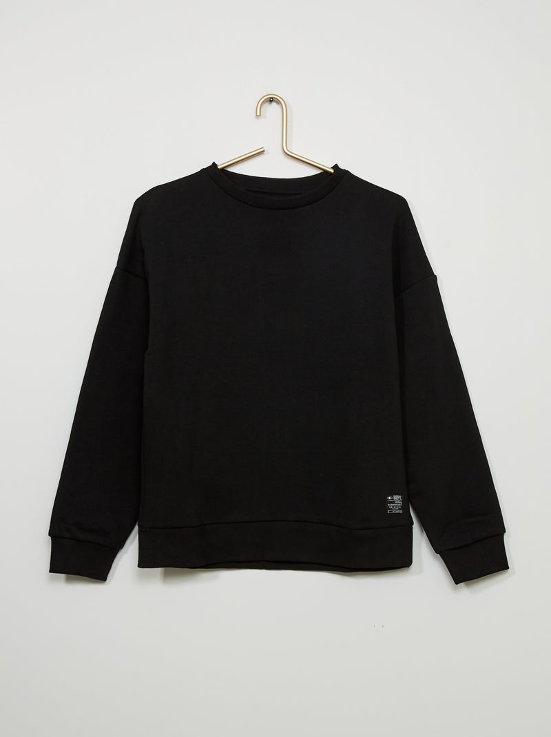 Sweatshirt lisa em moletão Preto - Kiabi