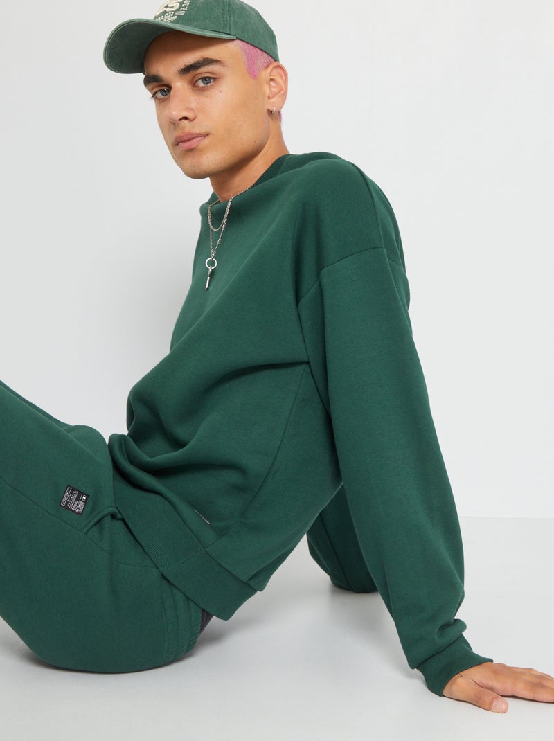 Sweatshirt lisa em moletão VERDE ESCURO - Kiabi