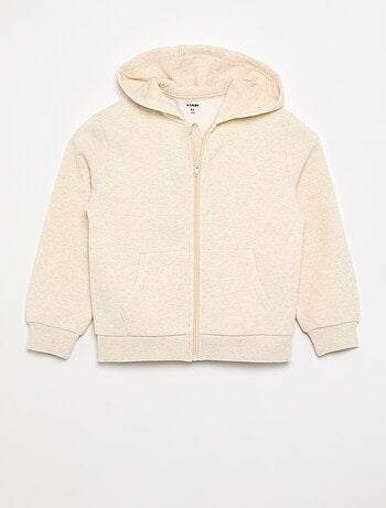 Sweatshirt liso com capuz e fecho de correr