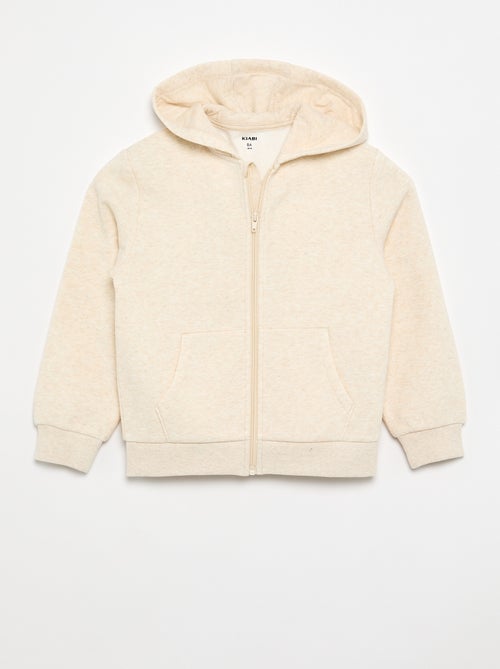 Sweatshirt liso com capuz e fecho de correr - Kiabi