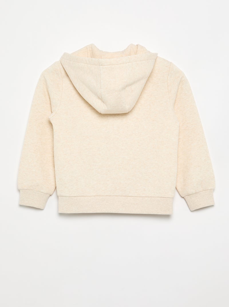 Sweatshirt liso com capuz e fecho de correr Bege - Kiabi
