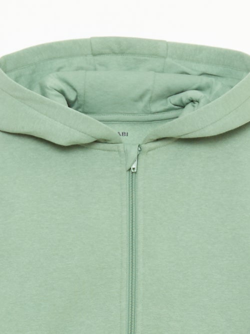 Sweatshirt liso com capuz e fecho de correr - Kiabi