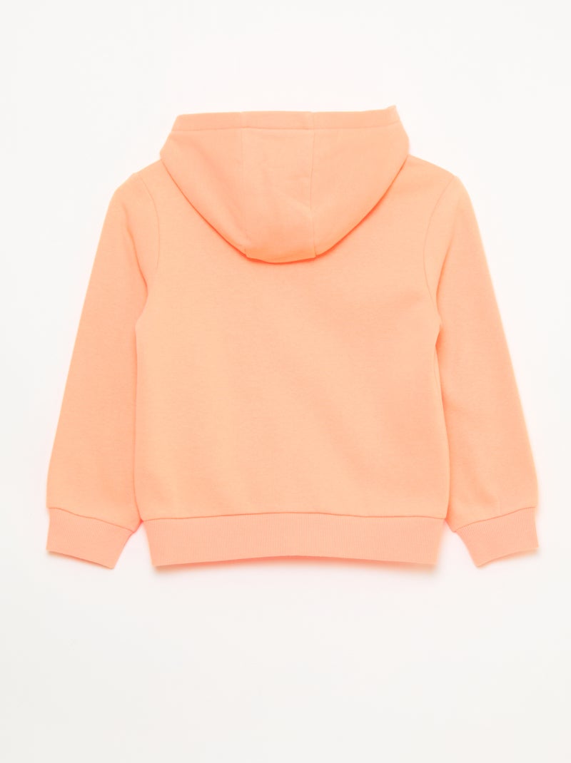 Sweatshirt liso com capuz e fecho de correr Laranja - Kiabi