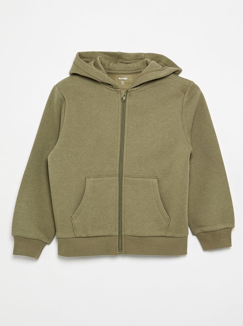 Sweatshirt liso com capuz e fecho de correr - Kiabi