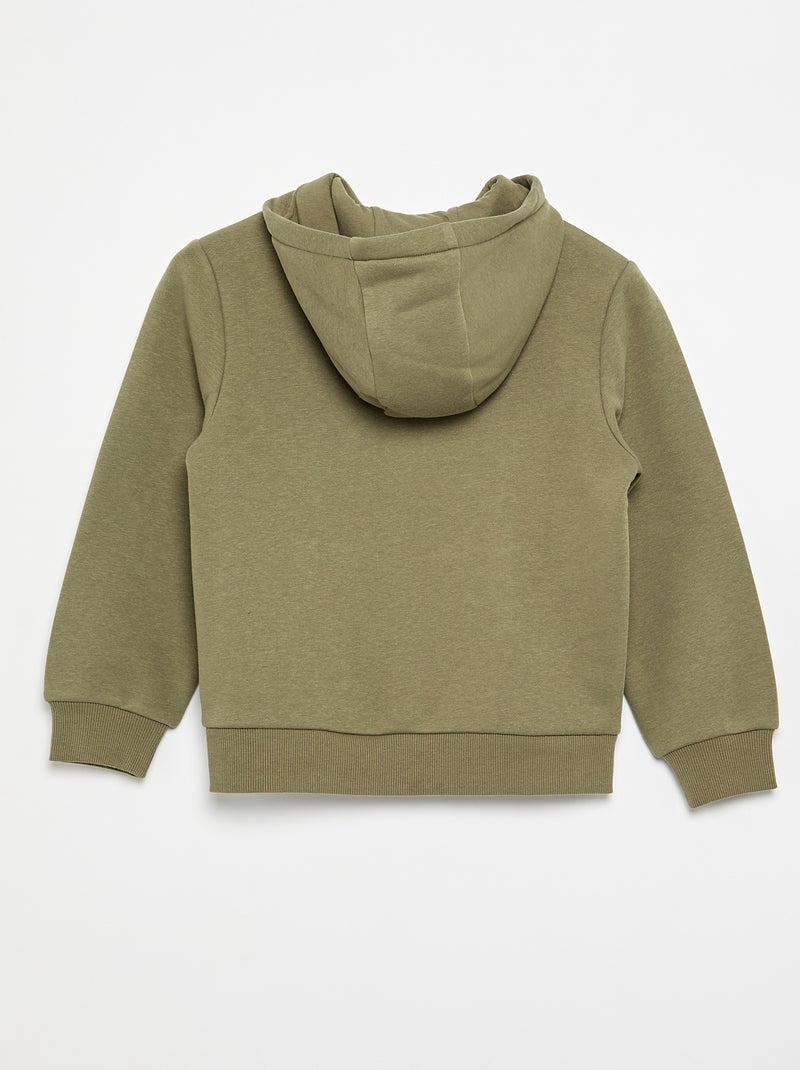 Sweatshirt liso com capuz e fecho de correr Verde - Kiabi