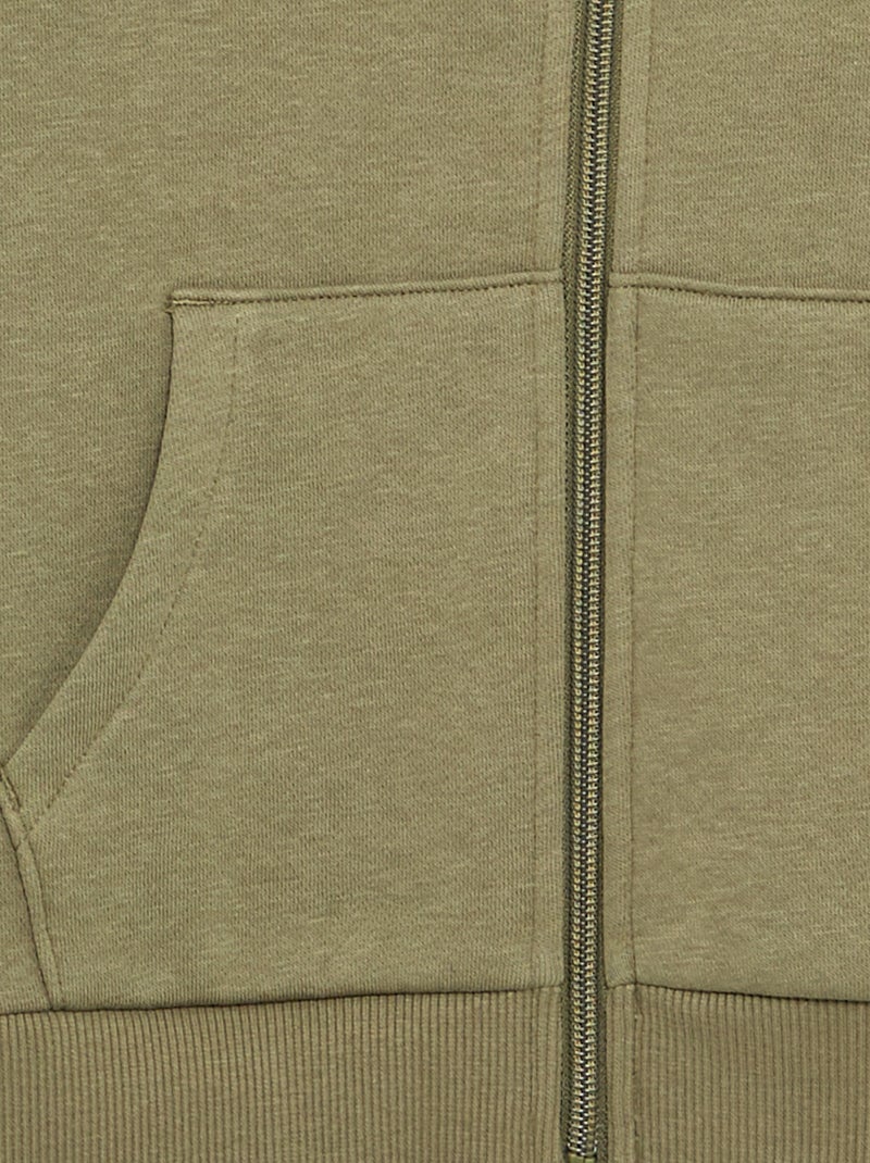 Sweatshirt liso com capuz e fecho de correr Verde - Kiabi