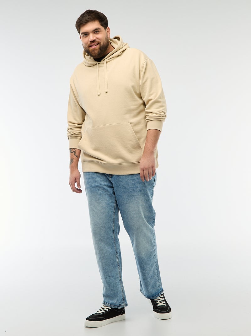 Sweatshirt liso com capuz em french terry Bege - Kiabi