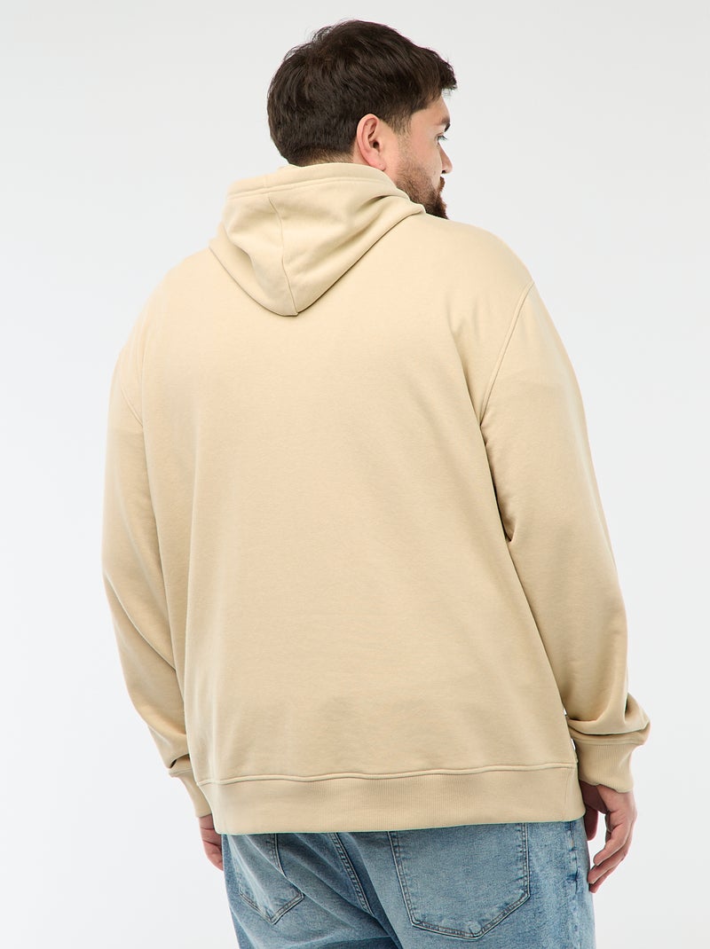 Sweatshirt liso com capuz em french terry Bege - Kiabi