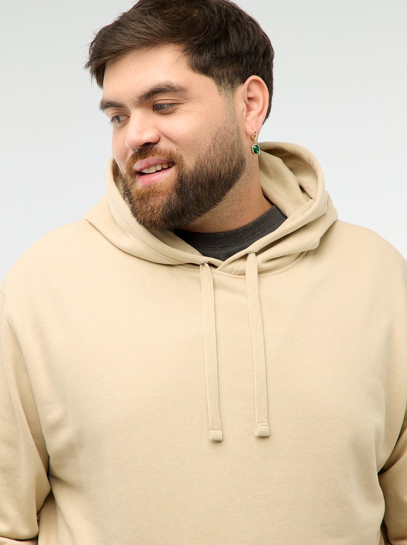 Sweatshirt liso com capuz em french terry Bege - Kiabi