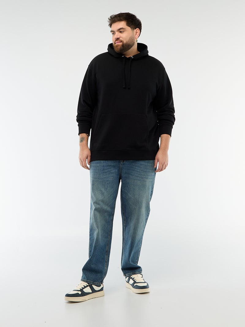 Sweatshirt liso com capuz em french terry Preto - Kiabi