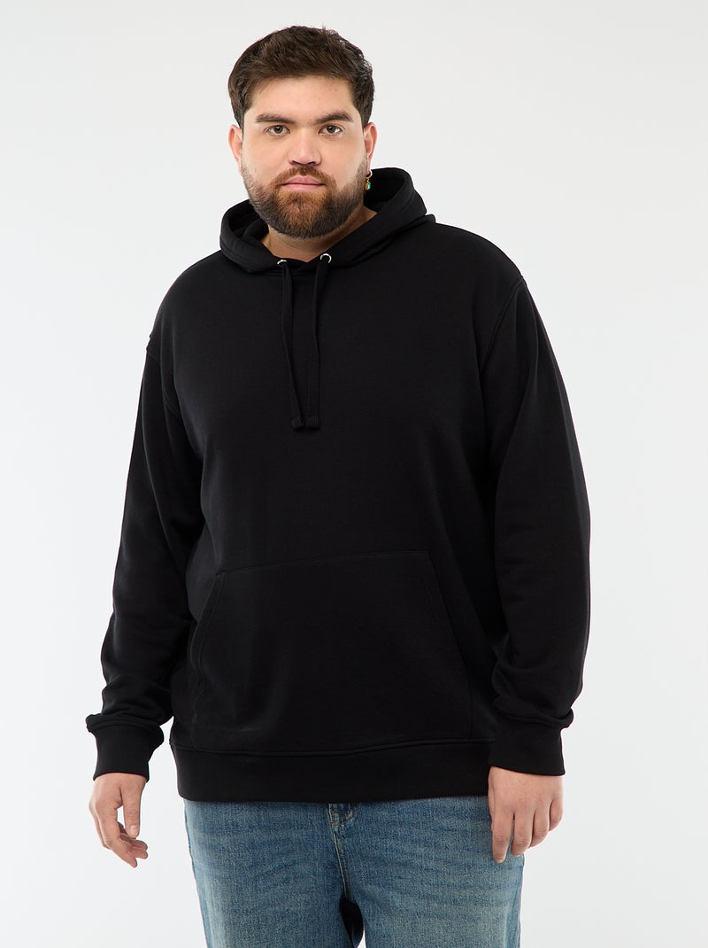 Sweatshirt liso com capuz em french terry Preto - Kiabi