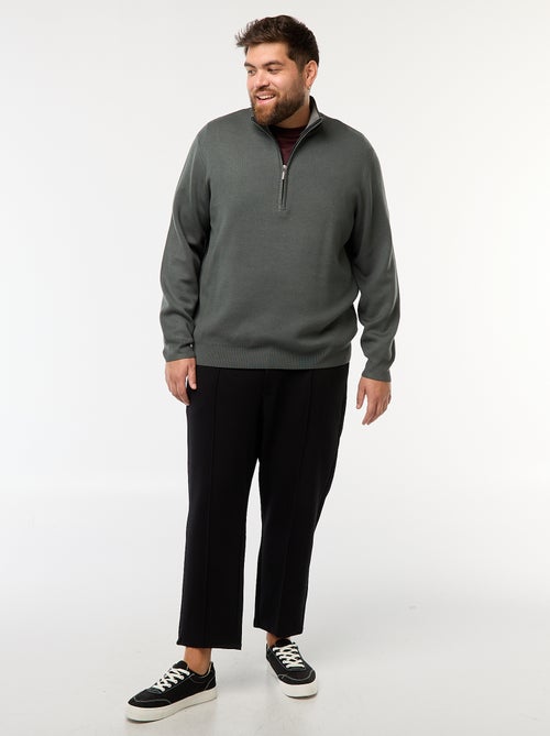 Sweatshirt liso com gola alta com zíper estilo caminhoneiro - Kiabi