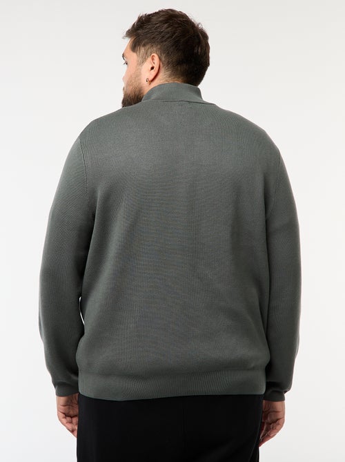 Sweatshirt liso com gola alta com zíper estilo caminhoneiro - Kiabi