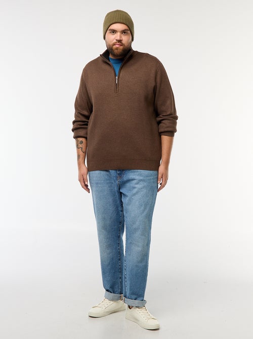 Sweatshirt liso com gola alta com zíper estilo camionista - Kiabi