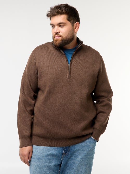 Sweatshirt liso com gola alta com zíper estilo camionista - Kiabi