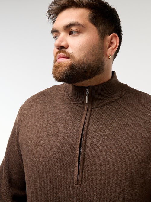 Sweatshirt liso com gola alta com zíper estilo camionista - Kiabi