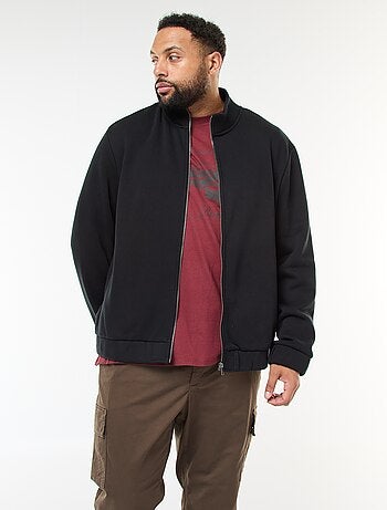 Sweatshirt liso com gola alta e abertura com zíper
