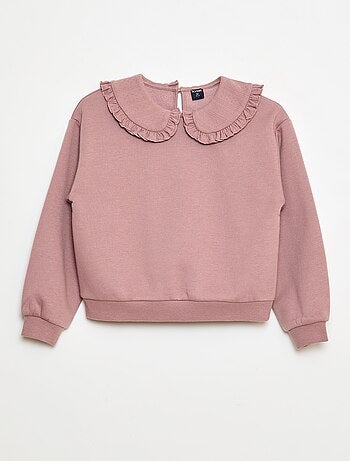Sweatshirt liso com gola fantasia