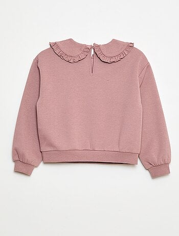 Sweatshirt liso com gola fantasia