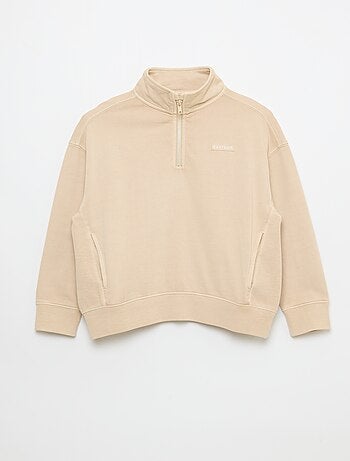 Sweatshirt liso com gola funil