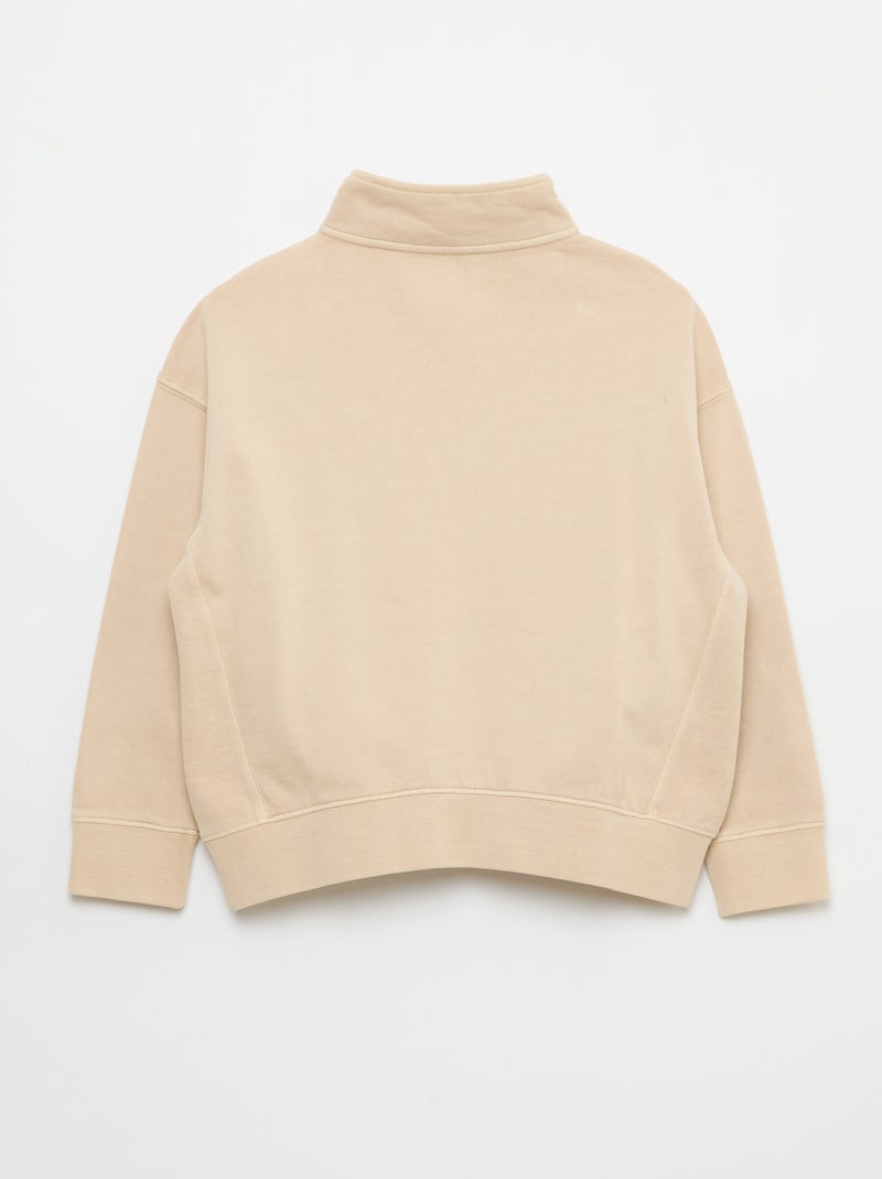 Sweatshirt liso com gola funil Bege - Kiabi