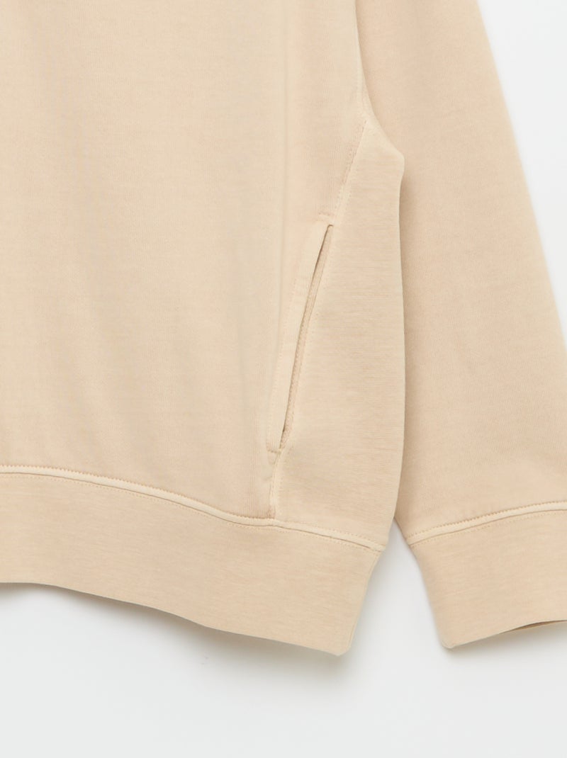 Sweatshirt liso com gola funil Bege - Kiabi