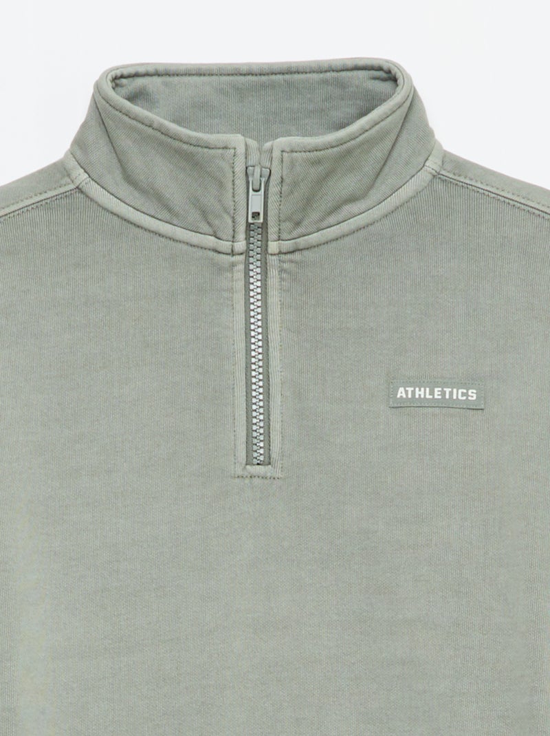 Sweatshirt liso com gola funil Cinza - Kiabi