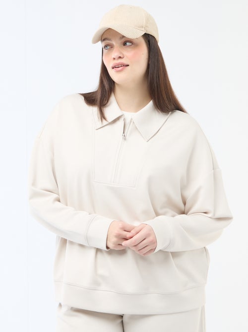 Sweatshirt liso com gola funil com zíper - Kiabi