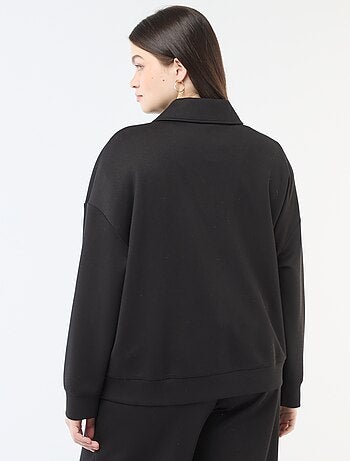 Sweatshirt liso com gola funil com zíper